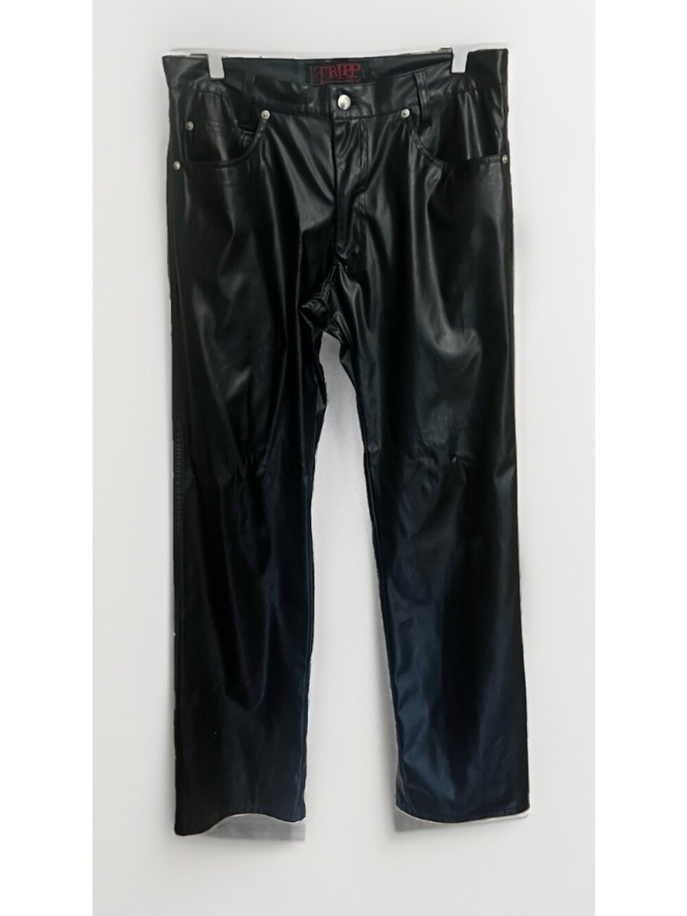 Tripp NYC Mens Faux Leather Pants Size 32 Black Goth Grunge Rock Y2K Flaw Read